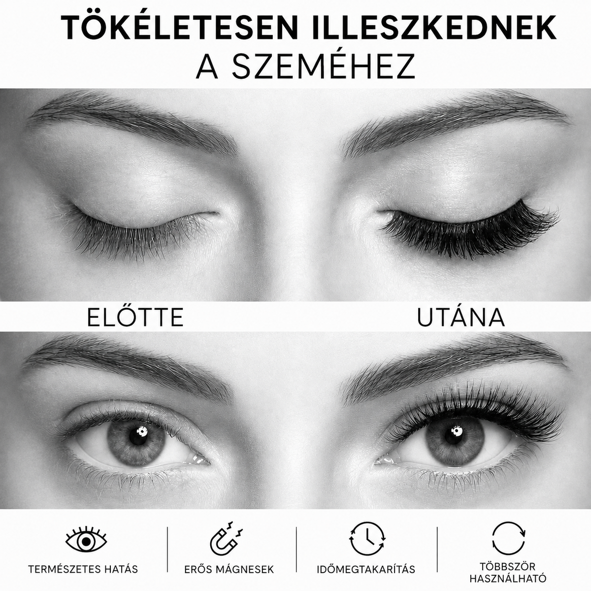 ✨ 3 pár többször használható mágneses műszempilla csomag – 3 különböző stílus