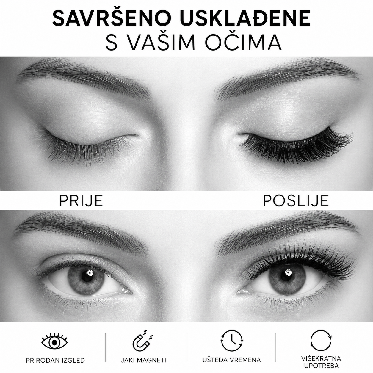 ✨ Paket od 3 para magnetskih trepavica za višekratnu upotrebu – 3 različita stila