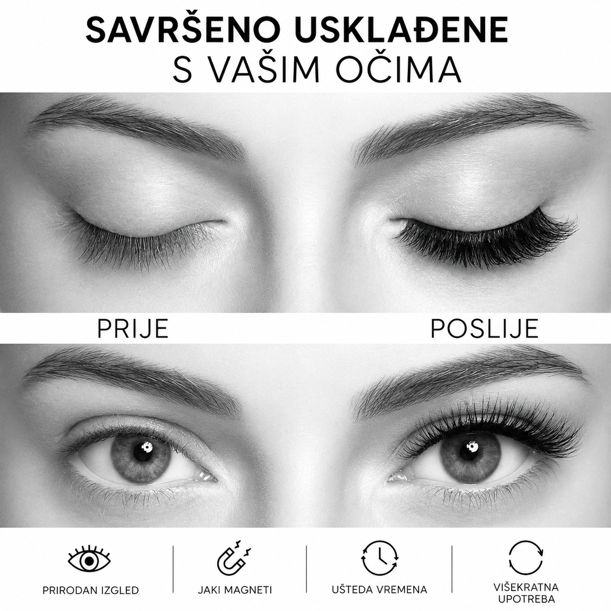 ✨ Paket od 3 para magnetskih trepavica za višekratnu upotrebu – 3 različita stila